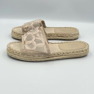 Botkier JENNY Pink Espadrille Slide Sandals WOMENS SIZE 6 Shoes Embroidered Glam
